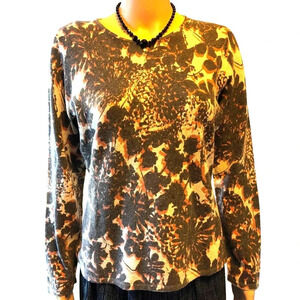 Jillian Jones Wool Angora Blended Women Floral Print Cozy Sweater Size L Stretch